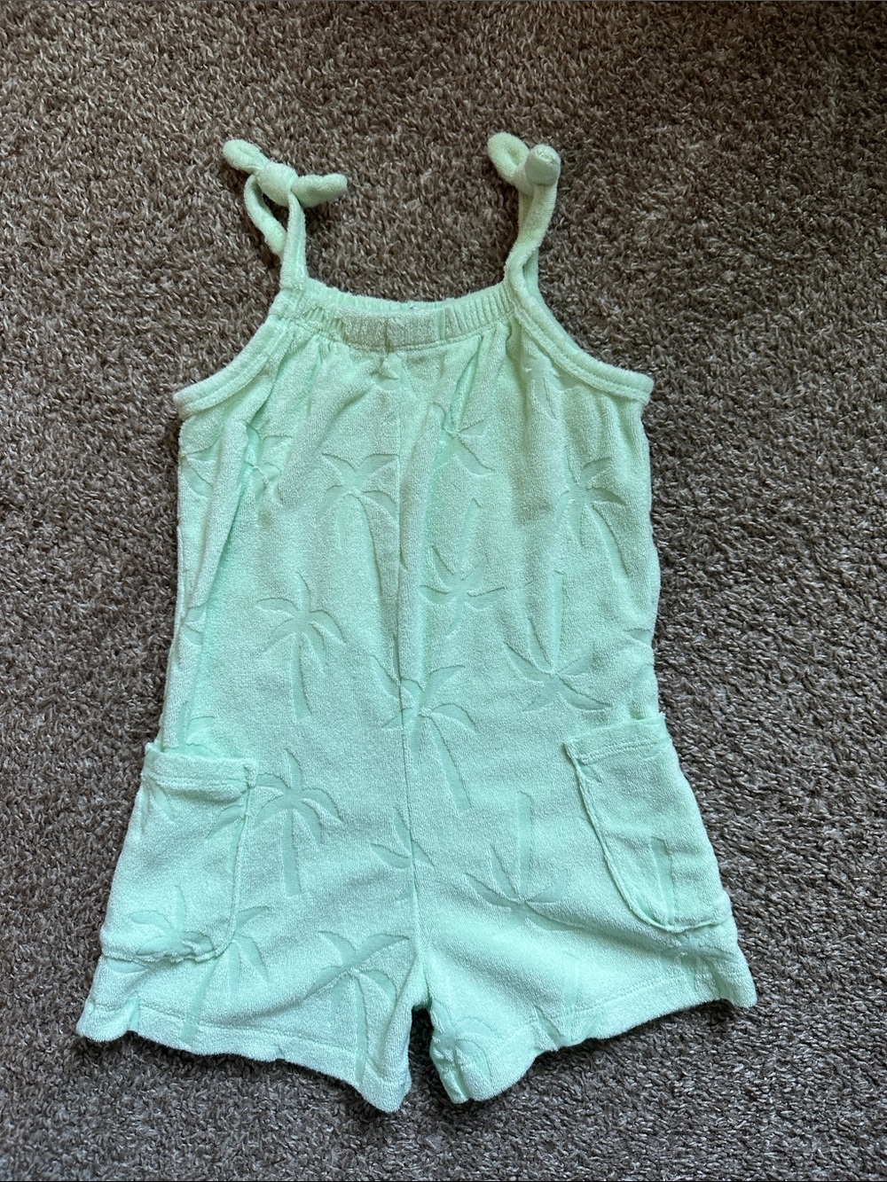 Old Navy Light Mint Terry Palm-Embossed Romper